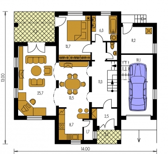 Grundriss des Erdgeschosses - BUNGALOW 81